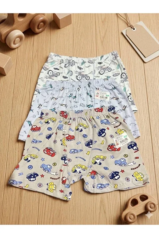 Детский комплект боксеров для мальчиков хлопковый с принтом Gizli Moda, Multicolor