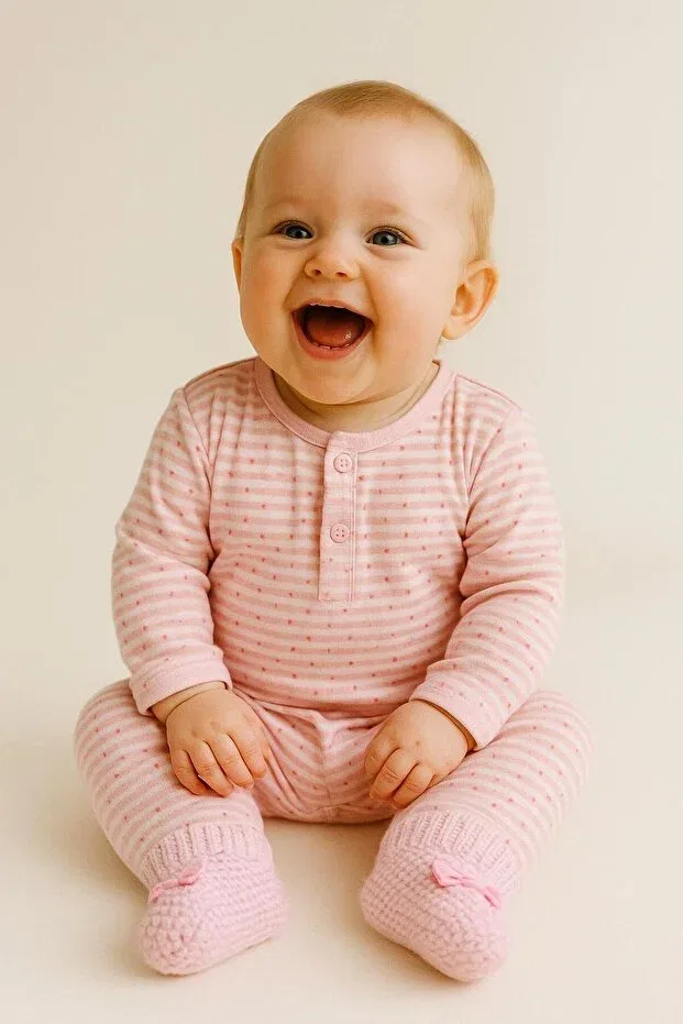 Детские вязаные пинетки для новорожденных Без каблука Basics Sevza Kids, Pink — фото 2
