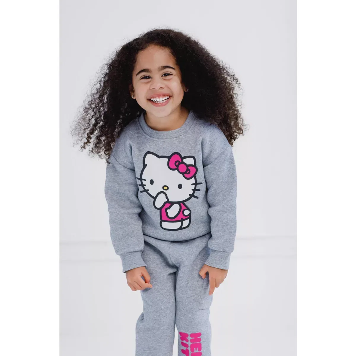 Детский комплект для девочек из флиса с принтом Hello Kitty, Hello Kitty, Grey — фото 3