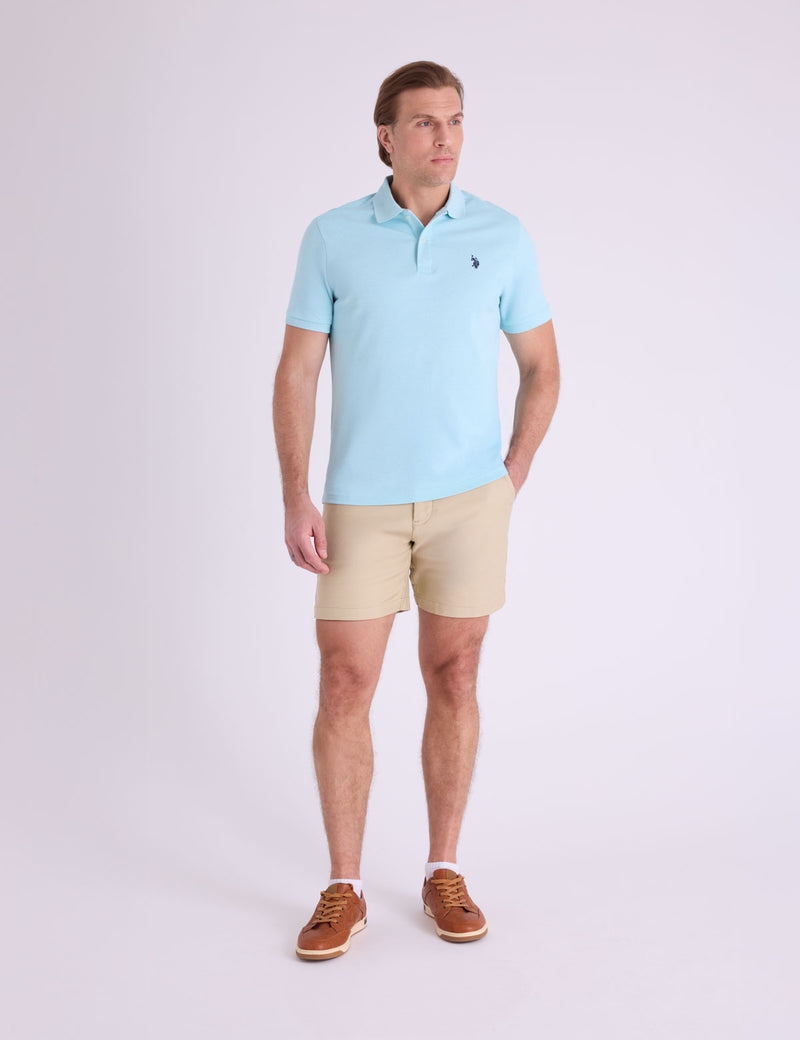 Мужская футболка-поло U.S. Polo Assn. Solid Interlock, серо-голубой — фото 3