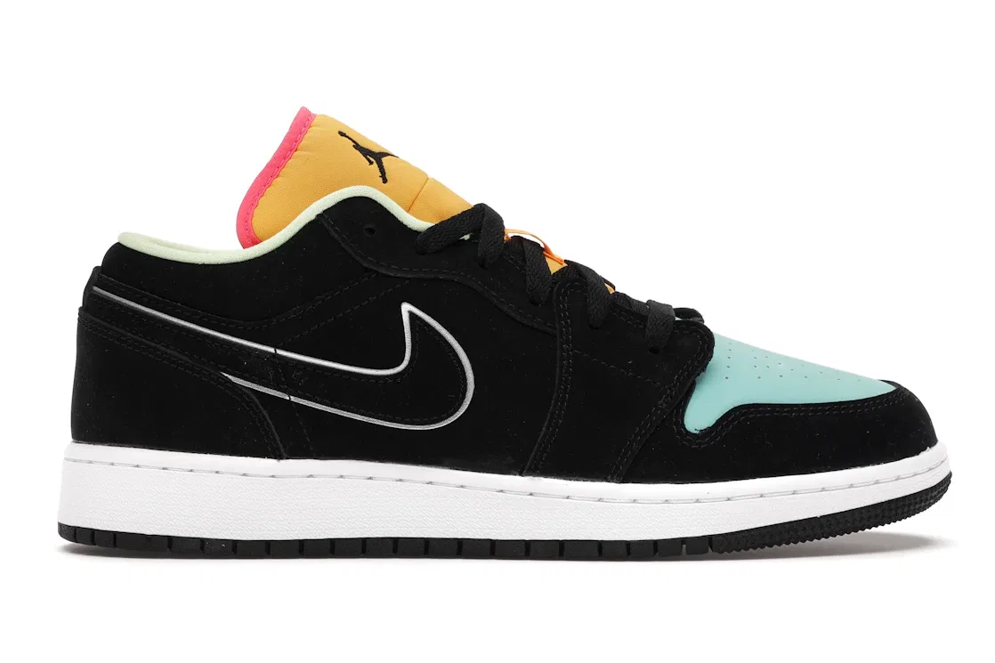 Детские кроссовки Lifestyle с низким профилем Jordan 1 Low Jordan, Black/Black-Aurora Green
