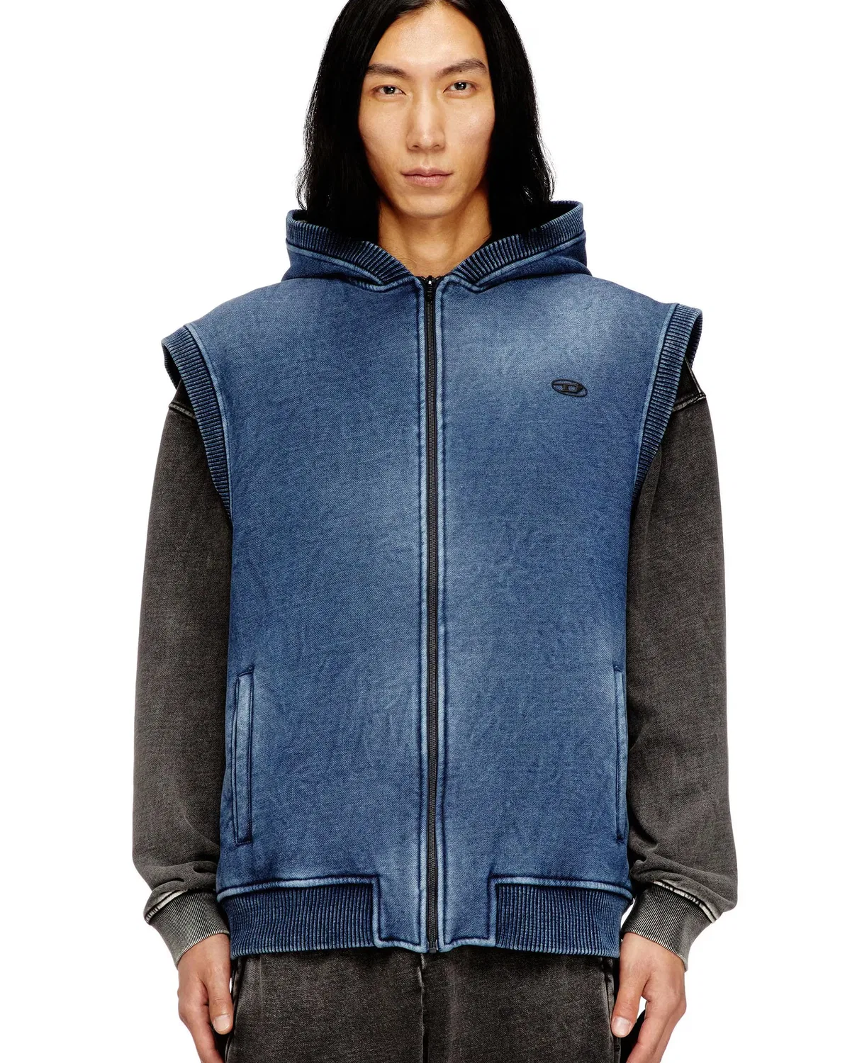 Мужская безрукавка-худи с капюшоном Diesel, Azul Denim