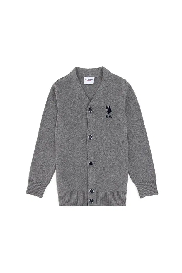 Детский кардиган для мальчиков с длинным рукавом U.S. Polo Assn., Gray Melange — фото 3