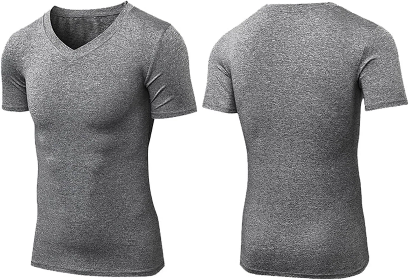 Мужская компрессионная футболка V-образным вырезом Dress2You, Gray — фото 4