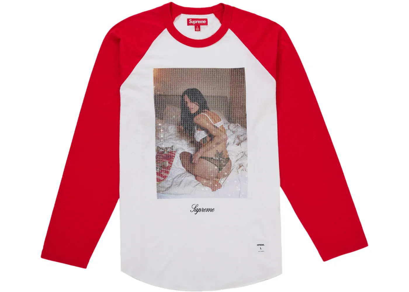 Мужской топ с принтом Supreme Larry Clark Sequin Raglan L/S, красный