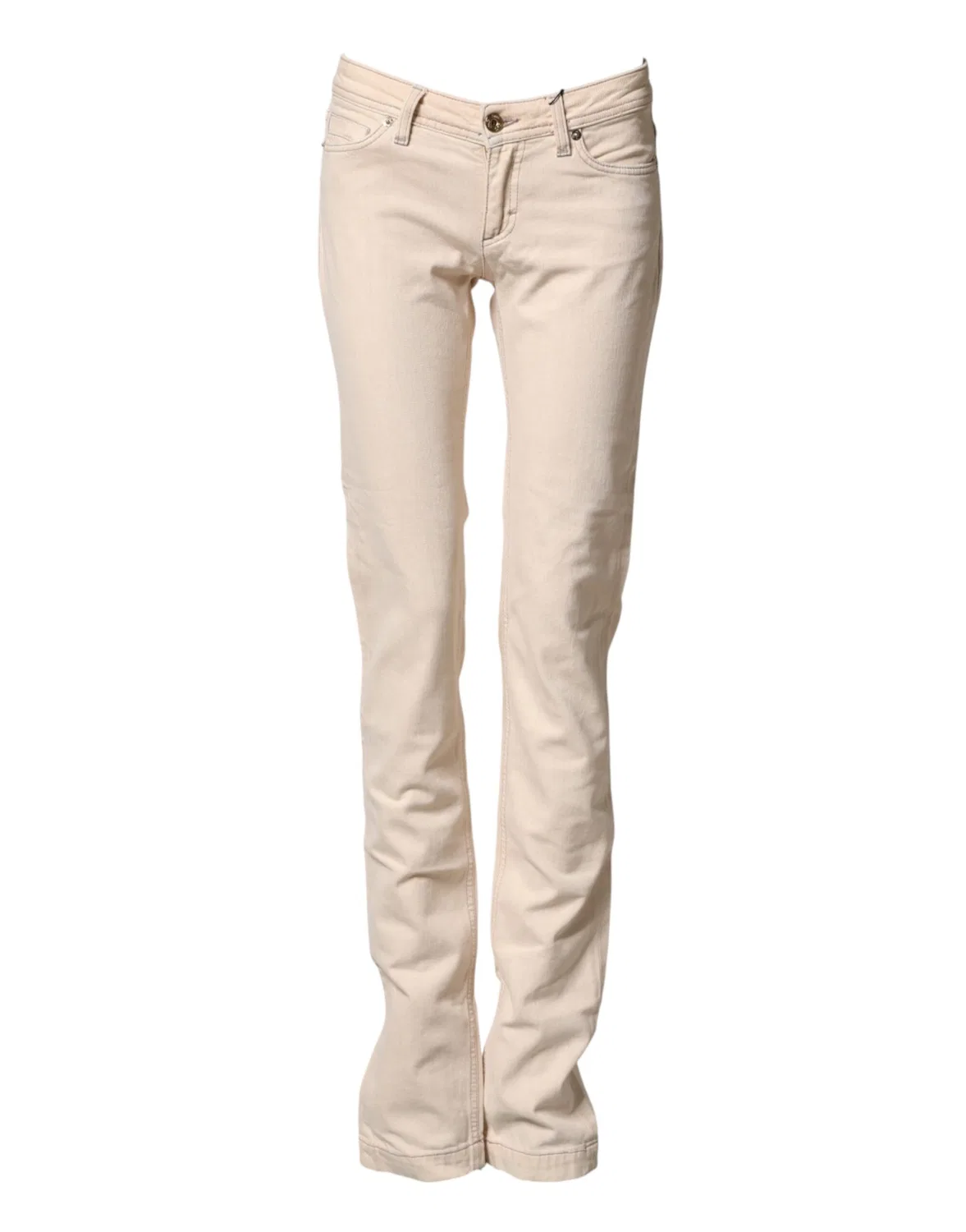 Женские джинсы с низкой посадкой, зауженные, модель Low Waist Denim Jeans, Dolce & Gabbana, Beige