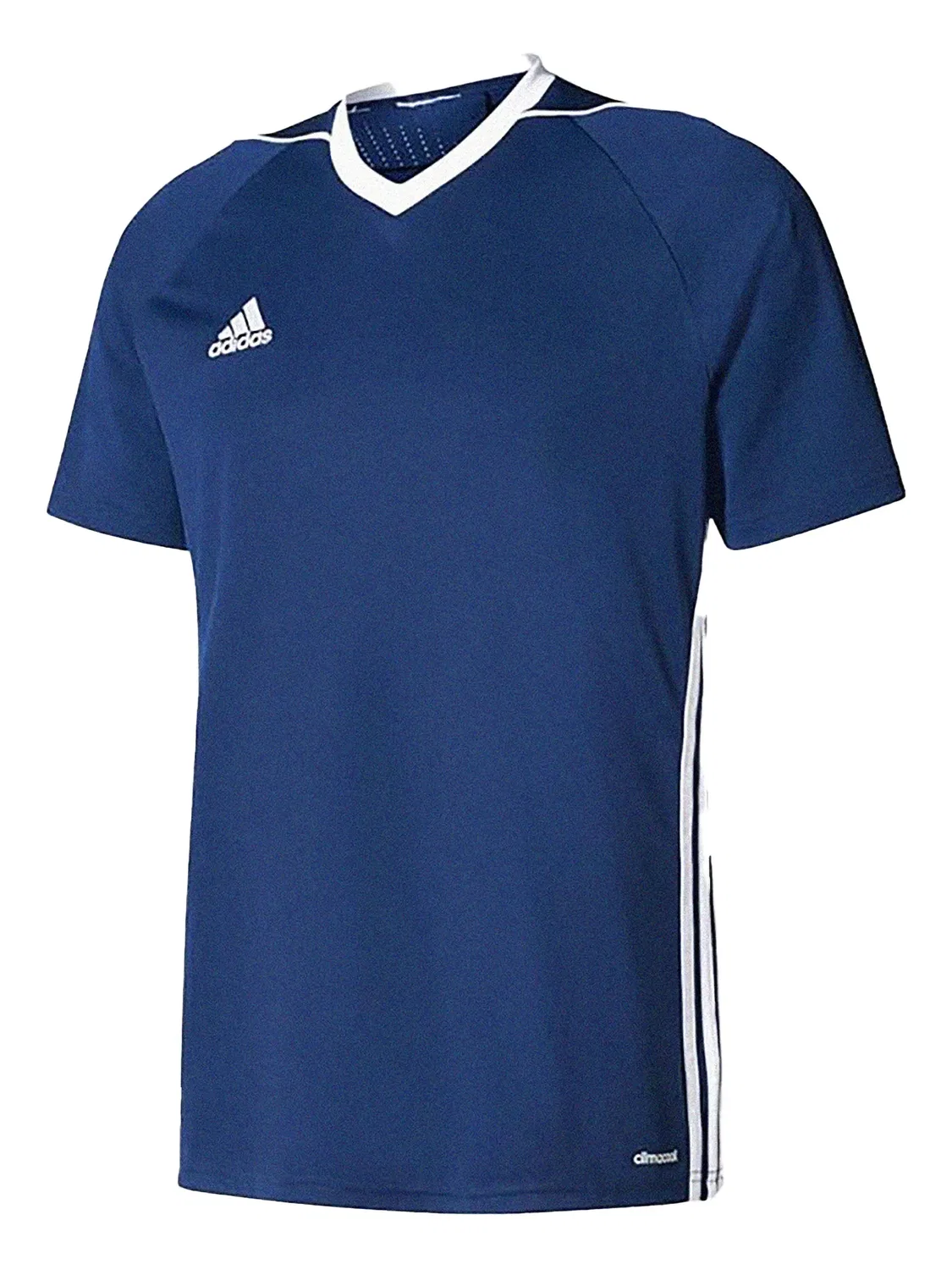 Полосатая футболка с V-образным вырезом Adidas, синий