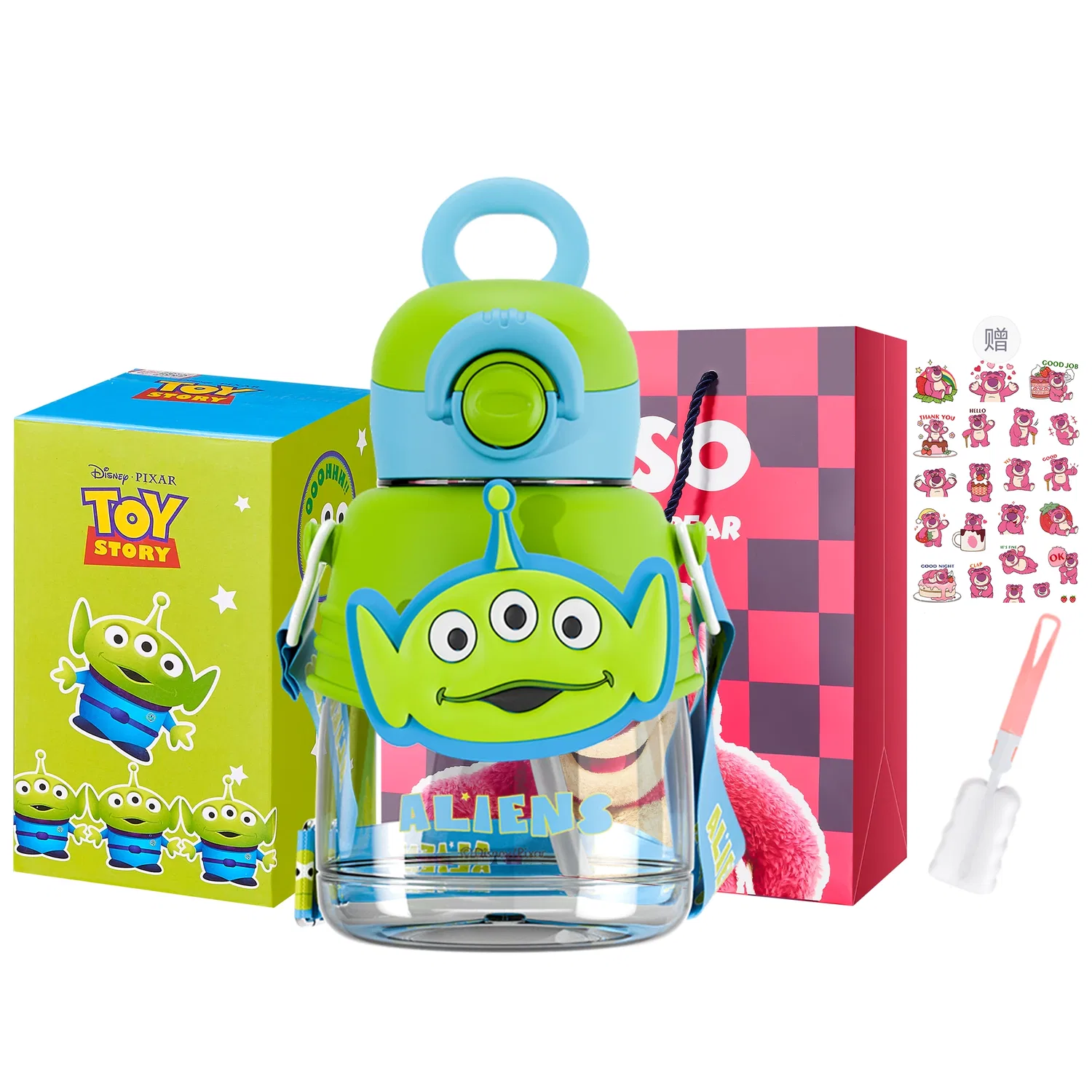 Детская кружка-непроливайка с трубочкой Alien Spin and Fun Straw Water Cup, Disney, Tritan, 750 мл, Черный