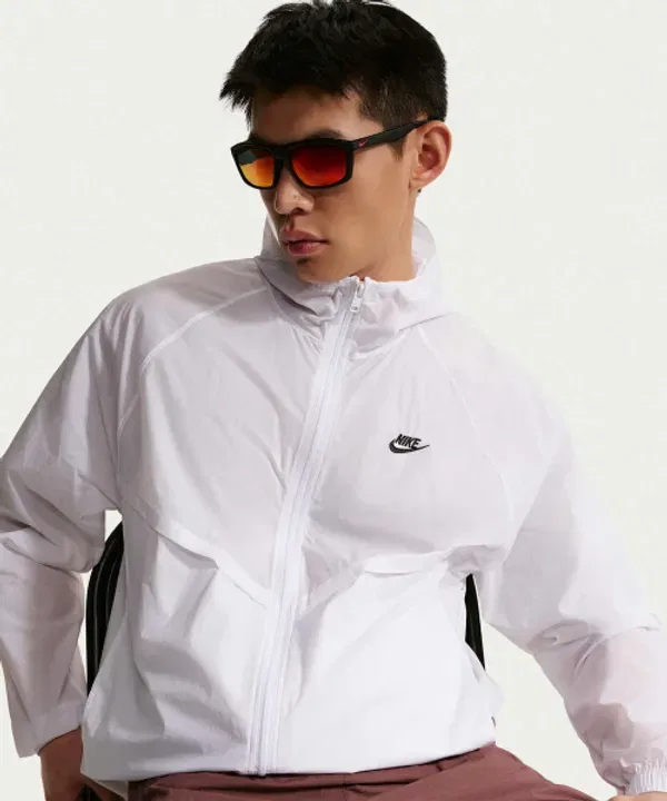 Ветровка тренировочная Windrunner Unlined Full Zip UV, Nike, белый-черный — фото 3