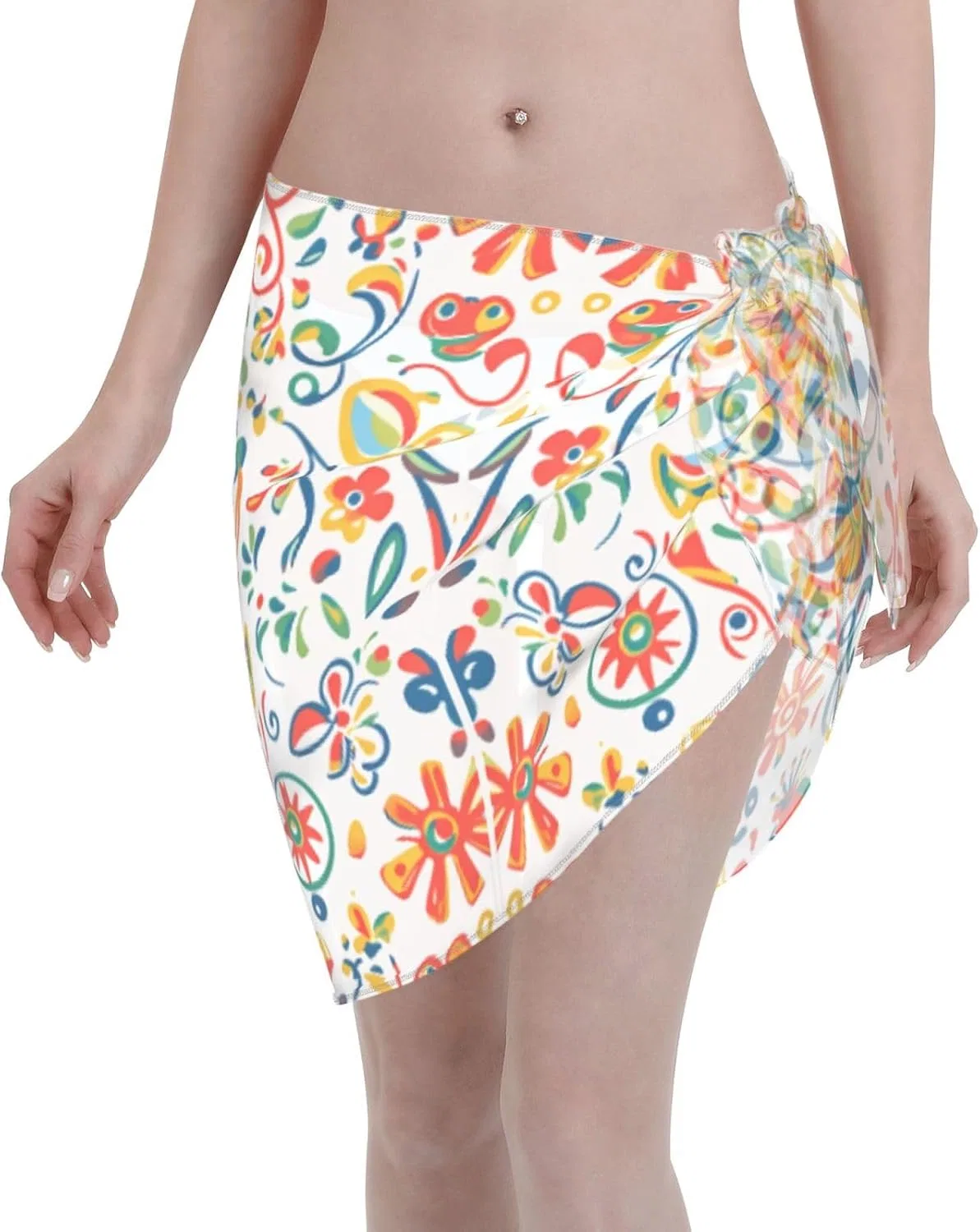 Женская пляжная накидка из шифона с волнистыми краями, Paisley Multi 1
