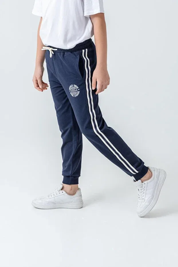 Детские спортивные штаны для мальчиков с принтом World wide printed Mışıl Kids, Navy Blue — фото 3