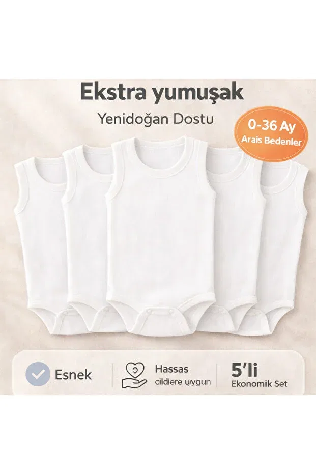 Детское боди-атлет с застежкой на кнопки 5 шт Novibaby, White