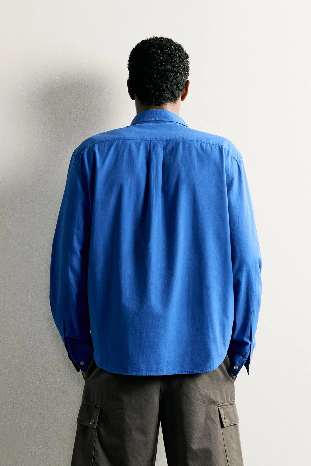 Хлопковая рубашка свободного кроя ZARA, Bluish — фото 3