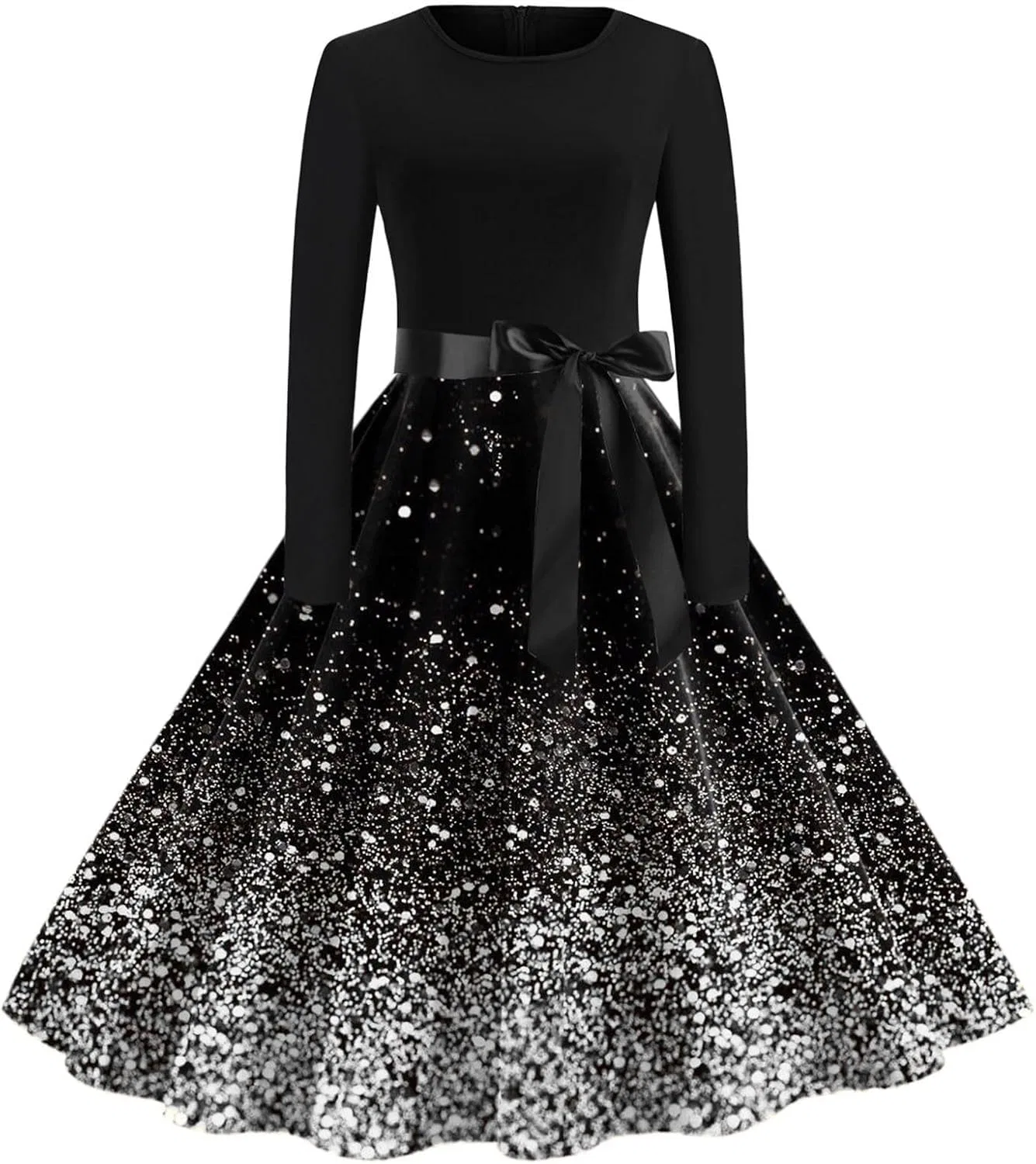 Женское платье с длинным рукавом, с принтом, Christmas Dress, серебристый