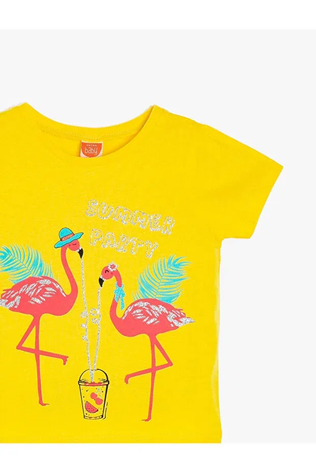 Детская футболка для девочек с принтом Koton Kids, Yellow/171 — фото 3