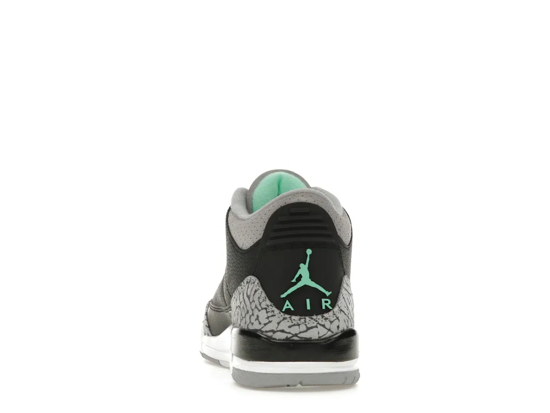 Детские кроссовки Lifestyle с подсветкой Jordan 3 Retro, Black/Green Glow/Wolf Grey/White — фото 4