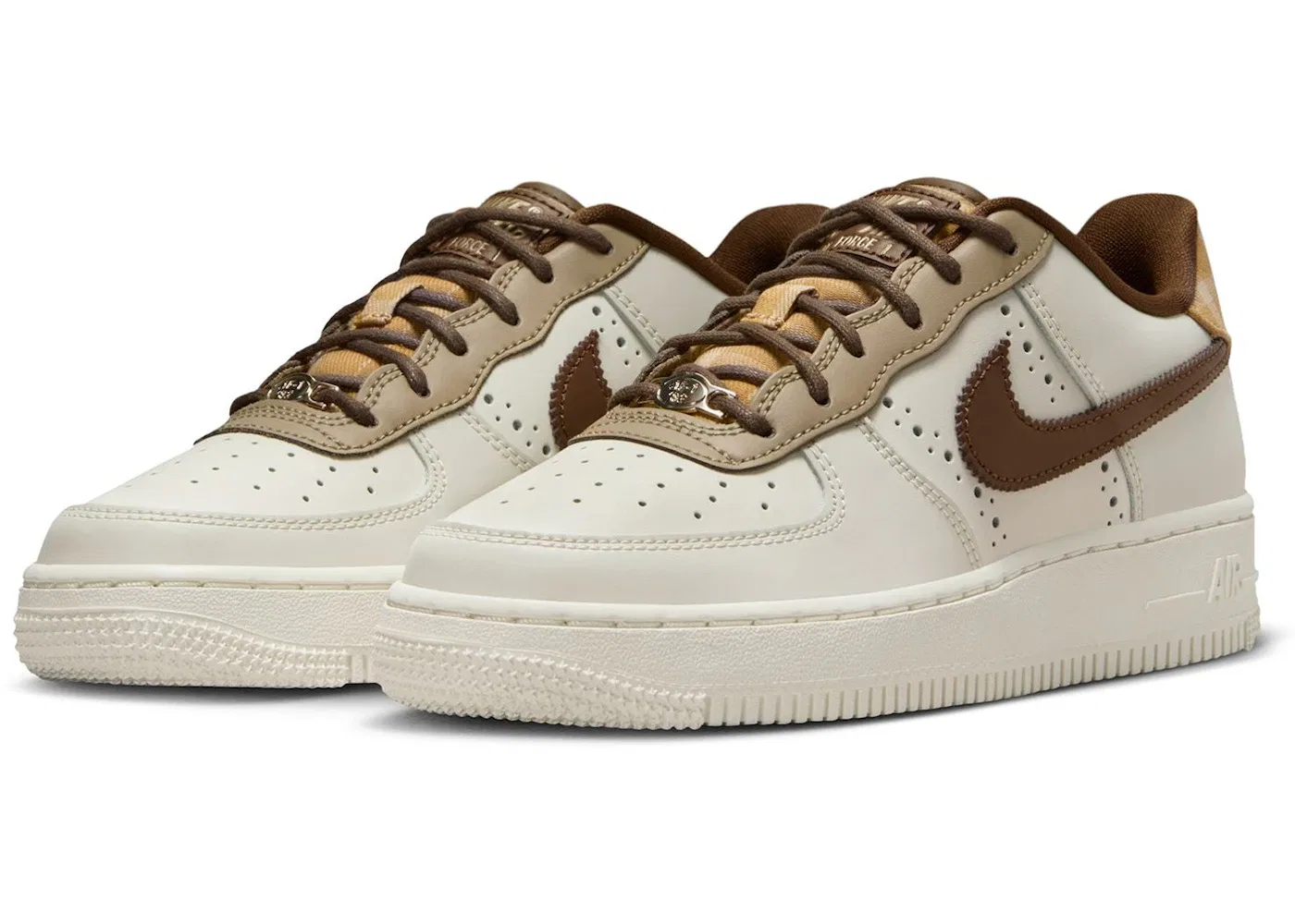 Детские кроссовки Lifestyle Nike Air Force 1 Low LV8 Brogue Sail, Sail/Sail/Khaki/Cacao Wow — фото 2