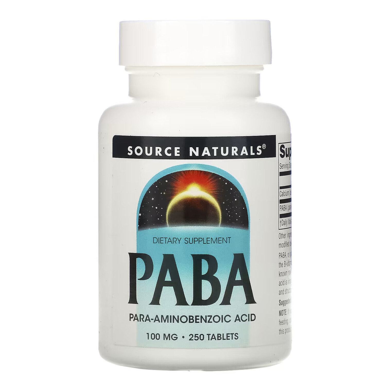 

Source Naturals, ПАБК, 100 мг, 250 таблеток