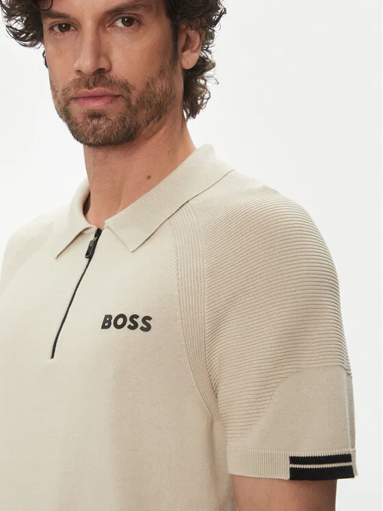 Поло slim fit K_Perform-Max_Pl Boss, бежевый — фото 4