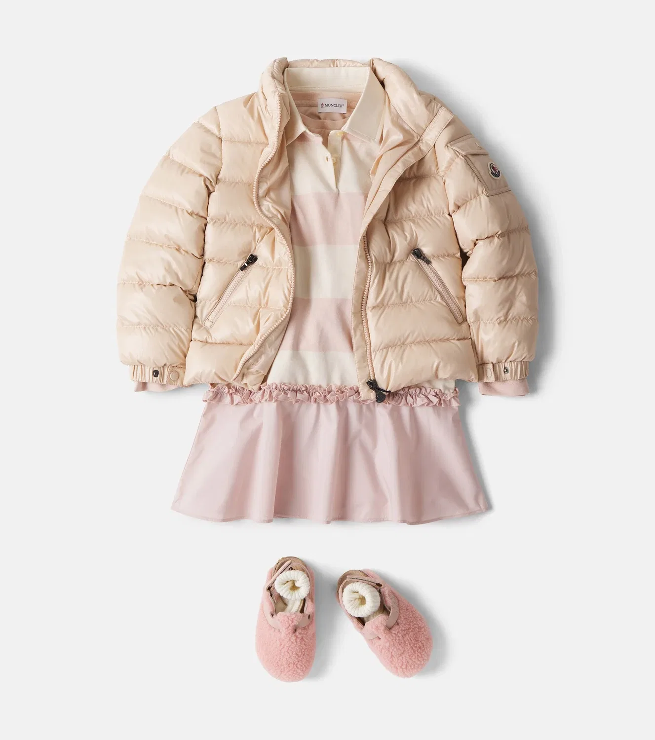 Нарядное платье-поло из хлопка Moncler Enfant, белый — фото 2