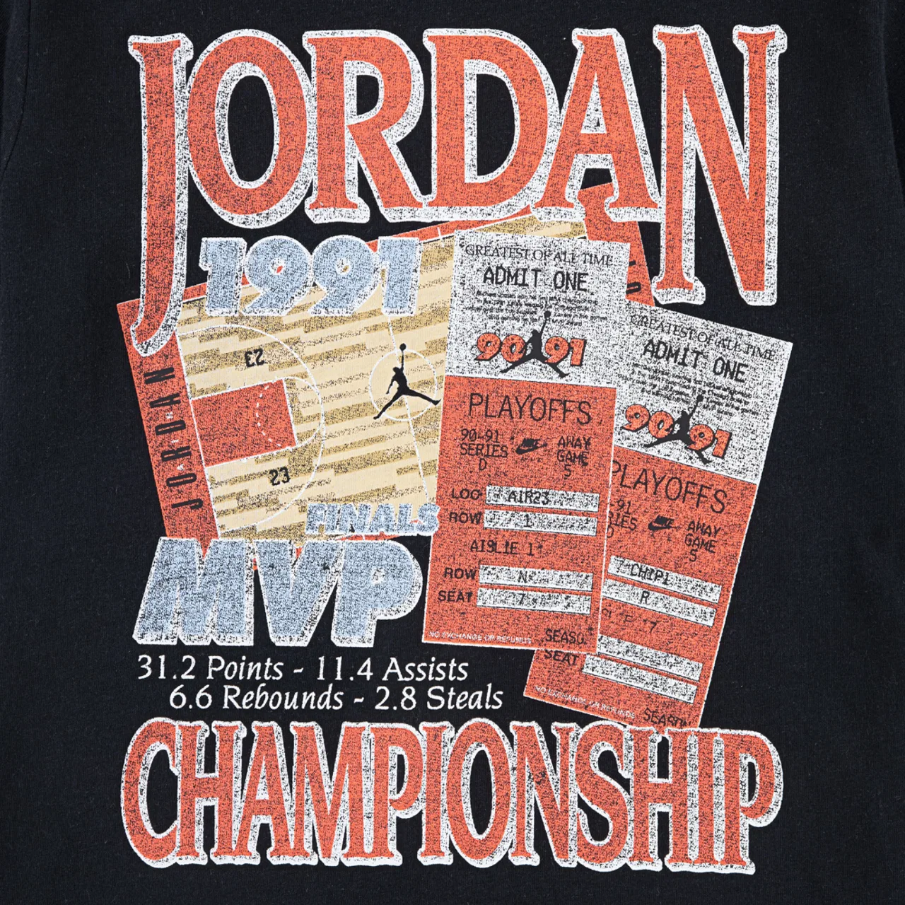 Футболка для мальчиков AJ6 91 Playoff Tix Jordan, цвет Black/Infrared — фото 3