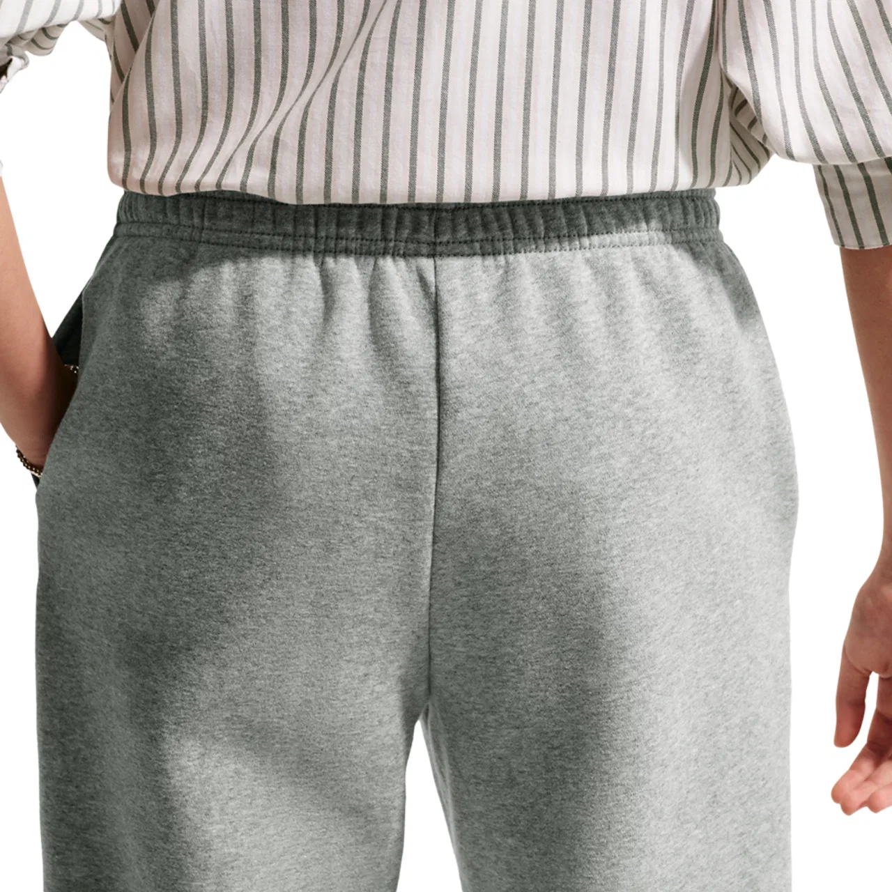 Детские спортивные штаны для девочек свободного кроя Nike Studio Fleece, Nike, White Dark Grey Heather Particle Grey — фото 2