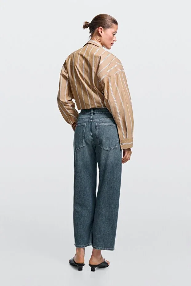 Женские джинсы с широкой штаниной Massimo Dutti, Blue — фото 4