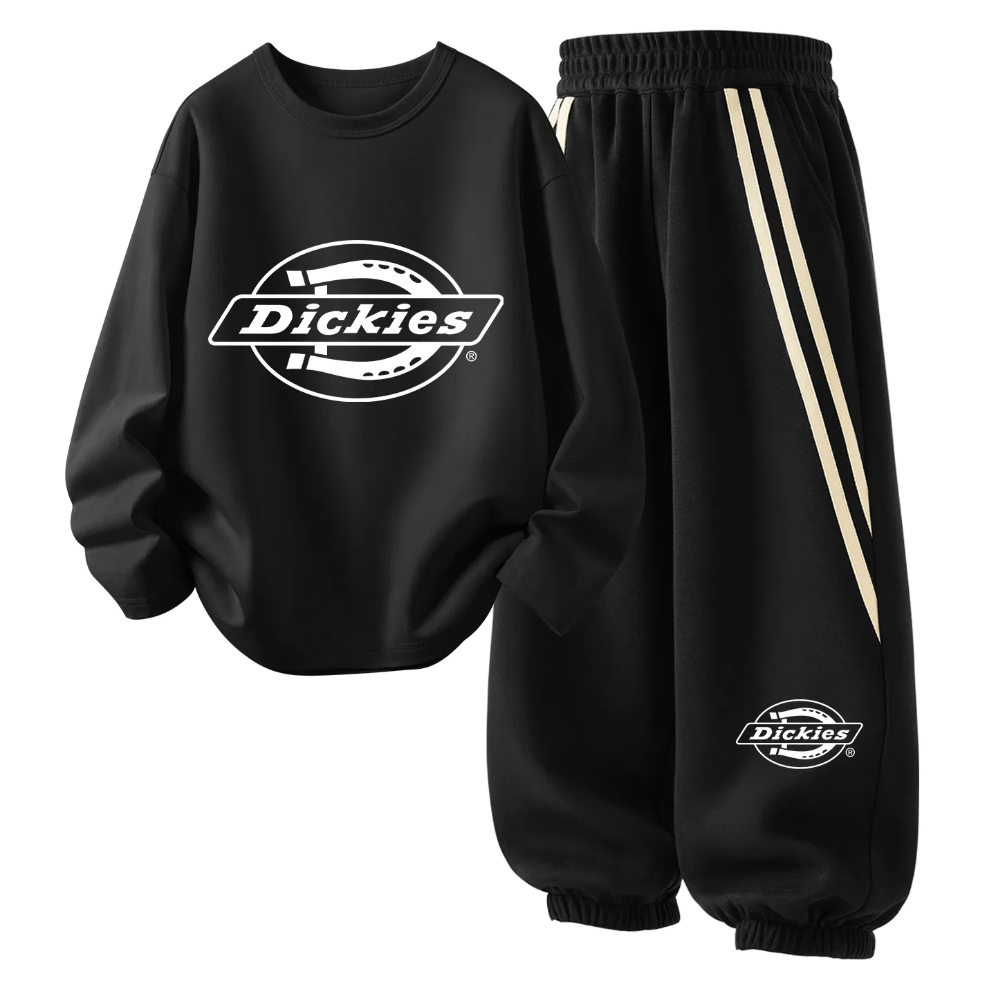 Детский комплект из футера с принтом Dickies, Surfing Retro Green+Surfing Day K_Right Side Bottom Light Heather Gray — фото 3
