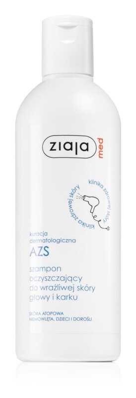 

Очищающий шампунь для чувствительной кожи головы и шеи Ziaja Med Kuracja AZS