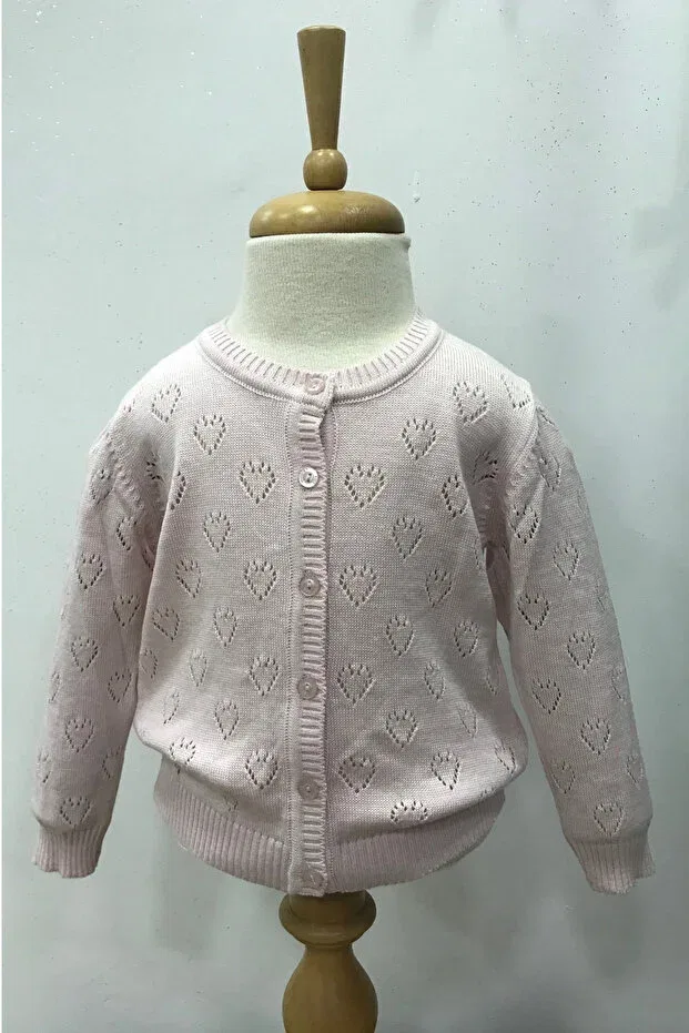 Детский кардиган для девочек с ажурным узором Nonno Kids, Pink