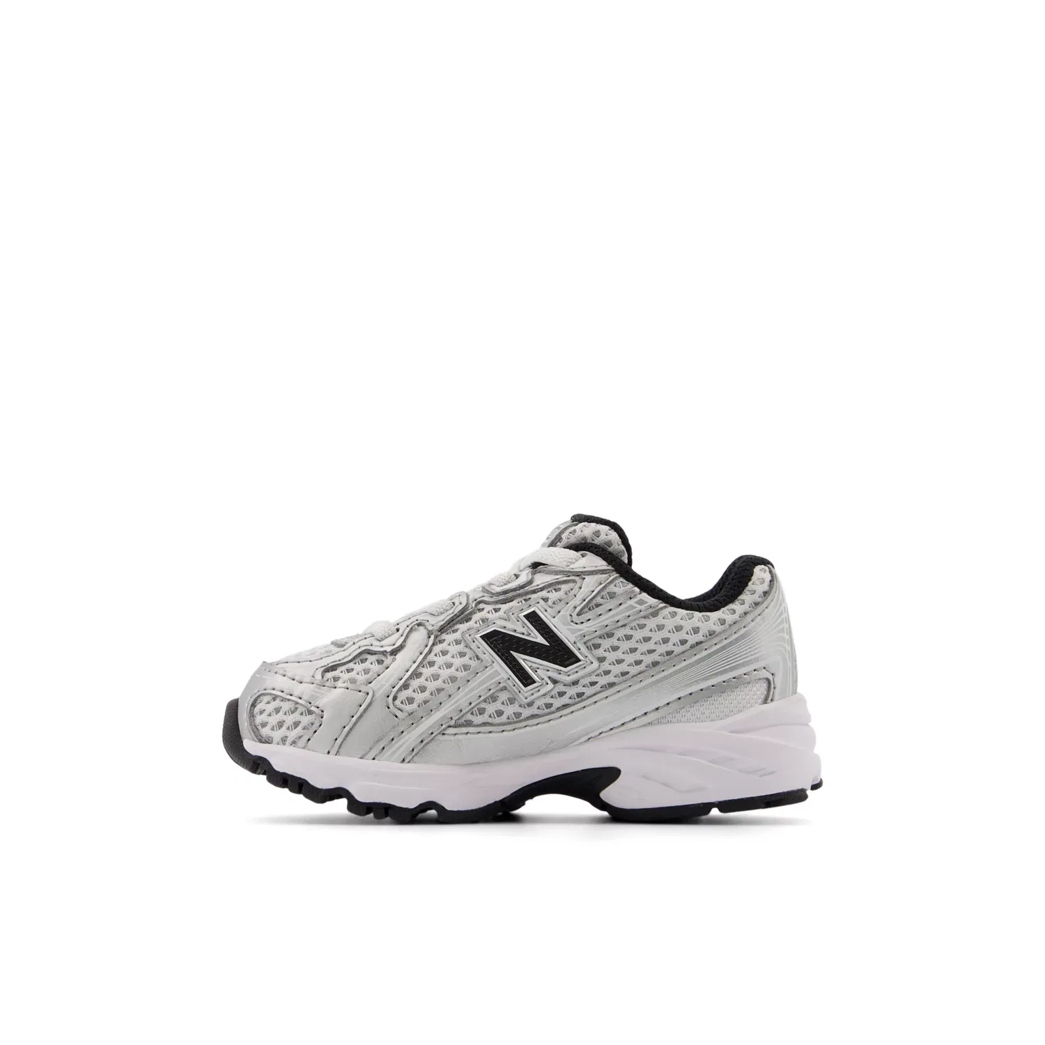 Детские кроссовки на шнурках-тянучках 740 Bungee Lace New Balance, Silver Metallic With Black — фото 3