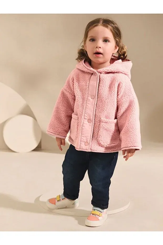 Детское зимнее пальто для девочек с капюшоном Next Baby, Pink — фото 2