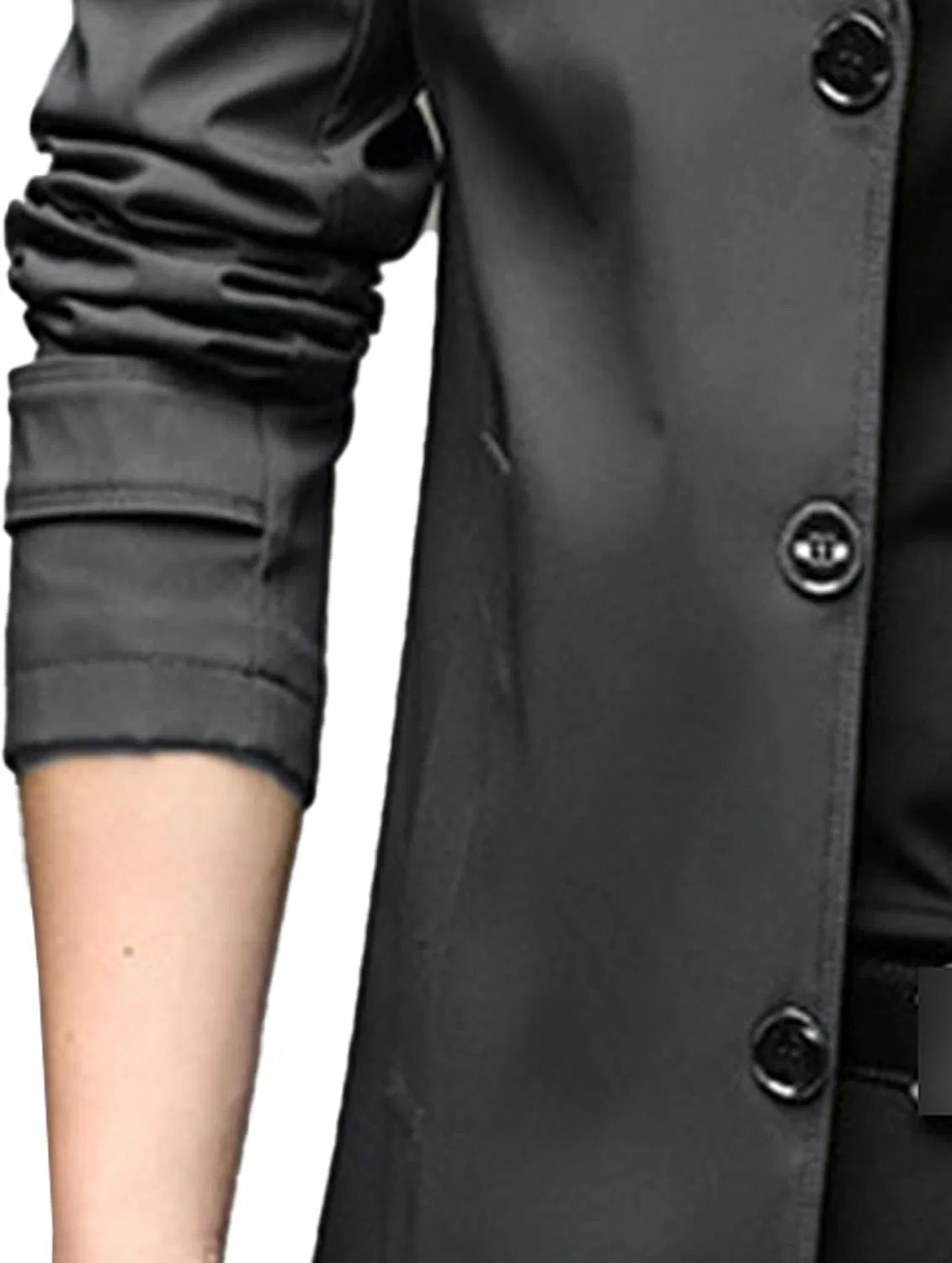 Мужской полупальто-тренч с однобортной застежкой, slim fit, тёмно-серый — фото 4