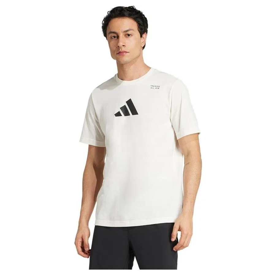 Футболка спортивная с принтом adidas M TR CAT G T JM8976, Белый — фото 2
