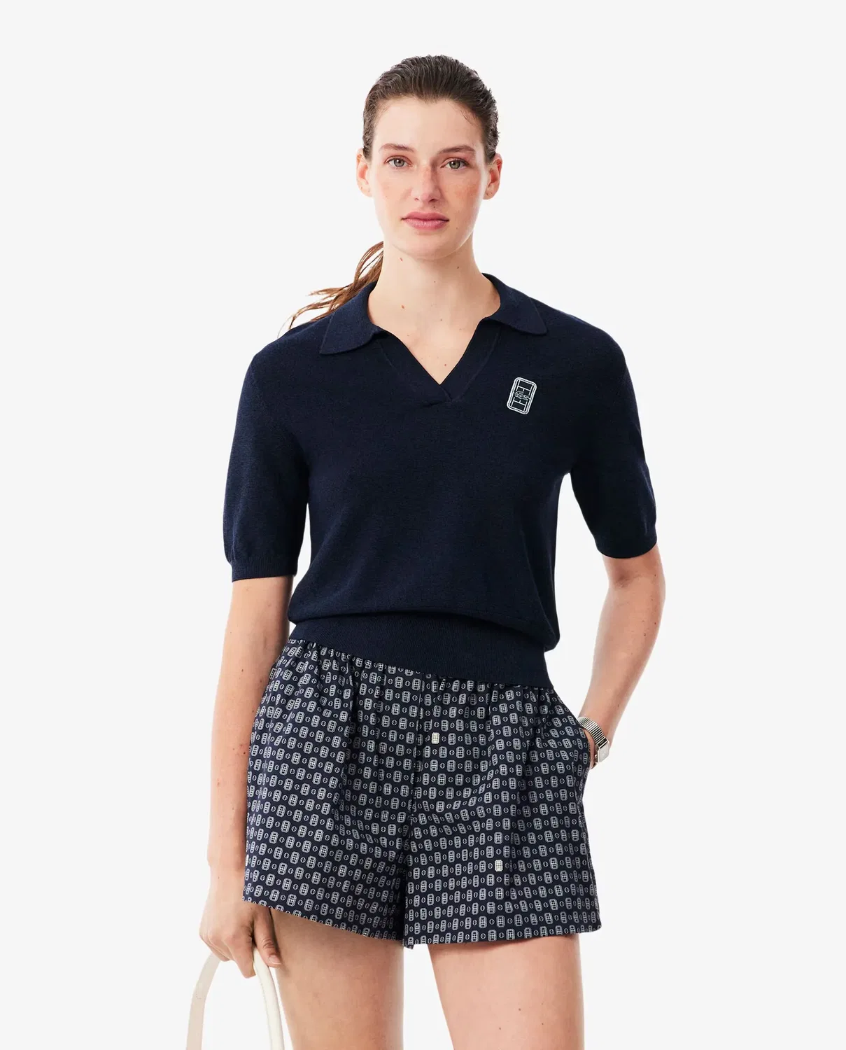 Джемпер Lacoste Azul Marino с открытым воротником и нашивкой