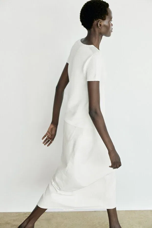 Женский кардиган из хлопка и шелка Massimo Dutti, White — фото 3