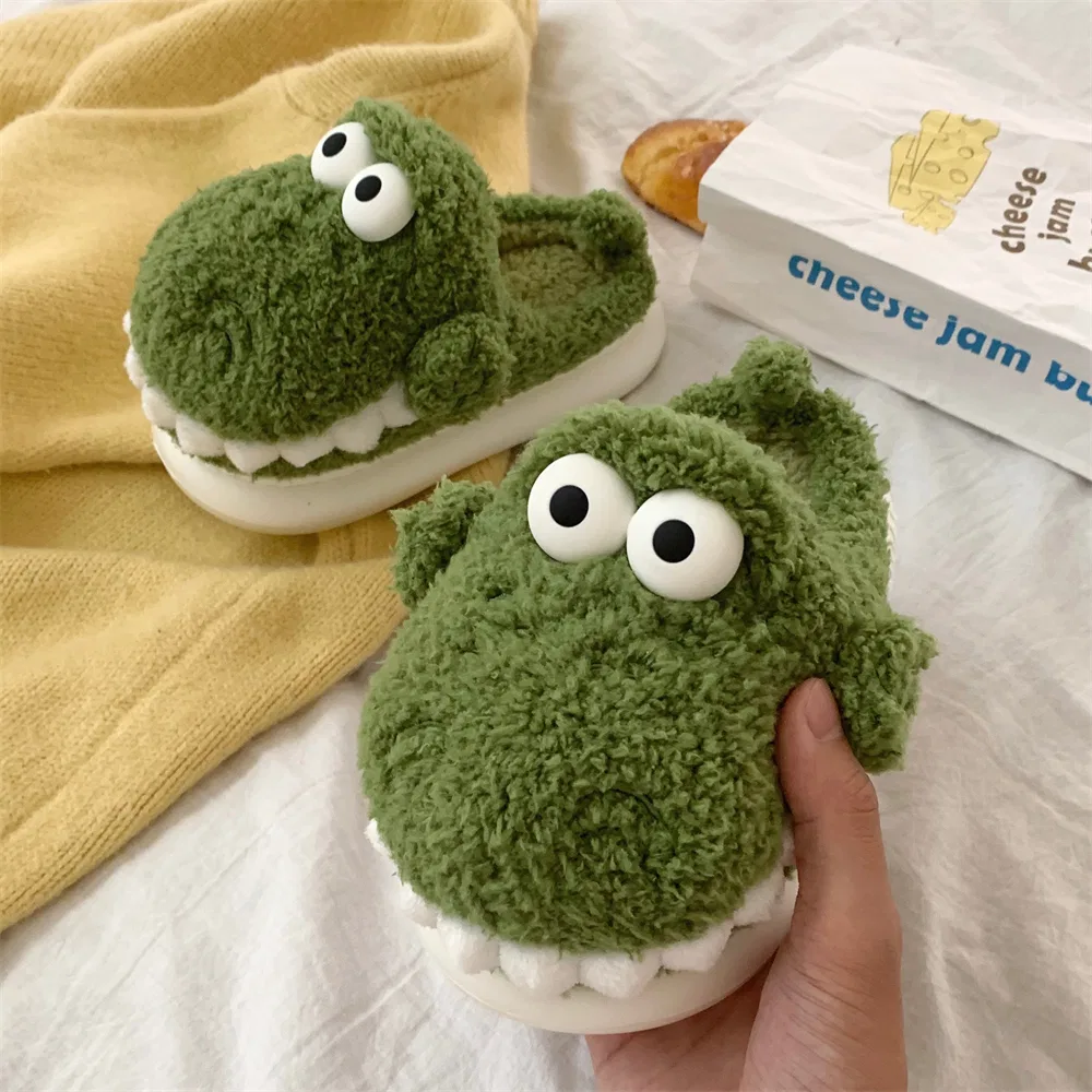 Детские домашние тапочки с принтом, Grass Green, модель Fun Big-Eyed Crocodile, XIXITIAO — фото 3