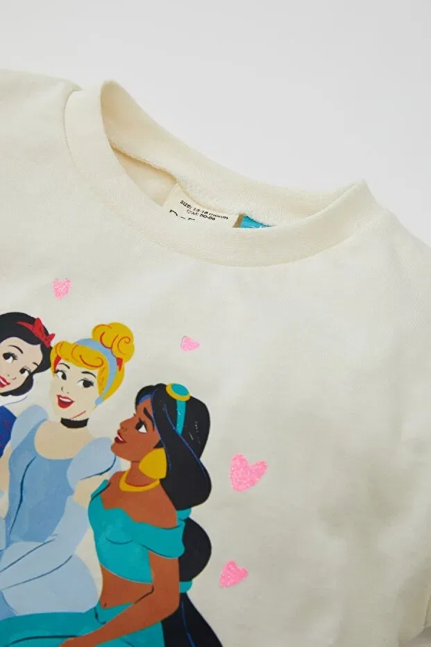 Детская футболка для девочек с длинным рукавом Disney Princess Defacto, Ekru-Er99 — фото 2