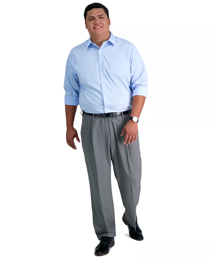 

Мужские классические брюки со складками Big & Tall Premium Comfort Stretch, однотонные Haggar, серый