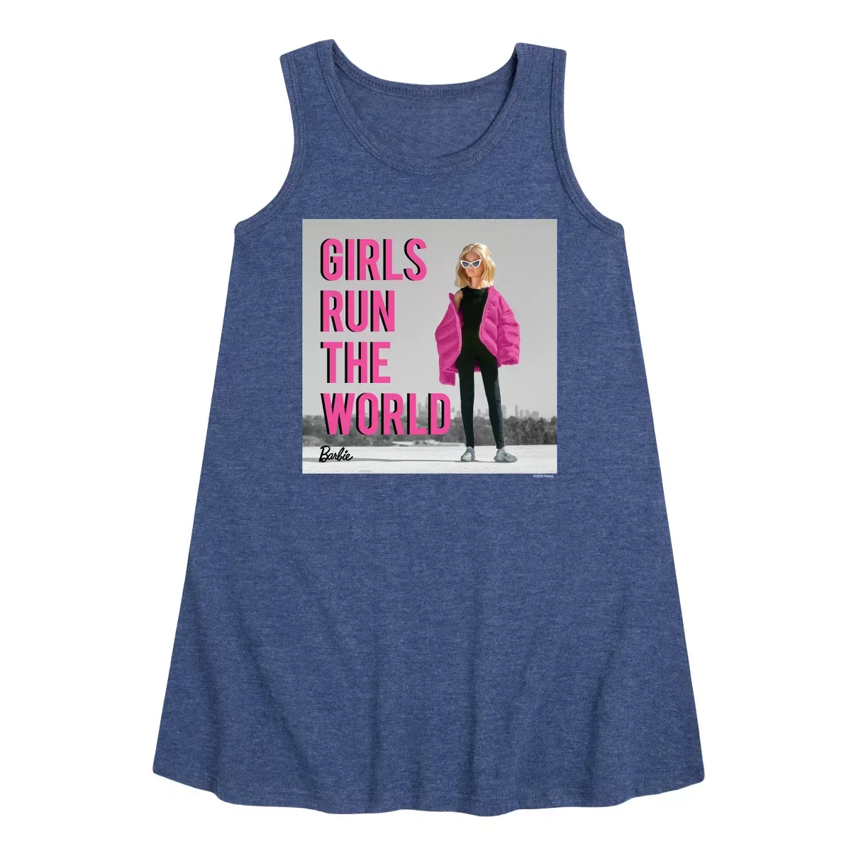 Детское платье-трапеция без рукавов Girls Run the World Barbie, Heather Navy