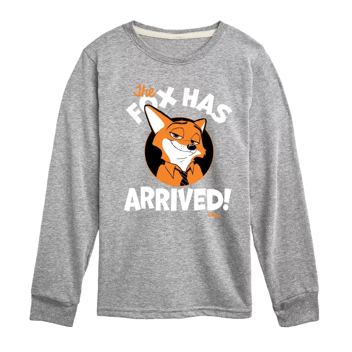 Детская футболка с длинным рукавом с принтом The Fox Has Arrived Disney, Athletic Heather