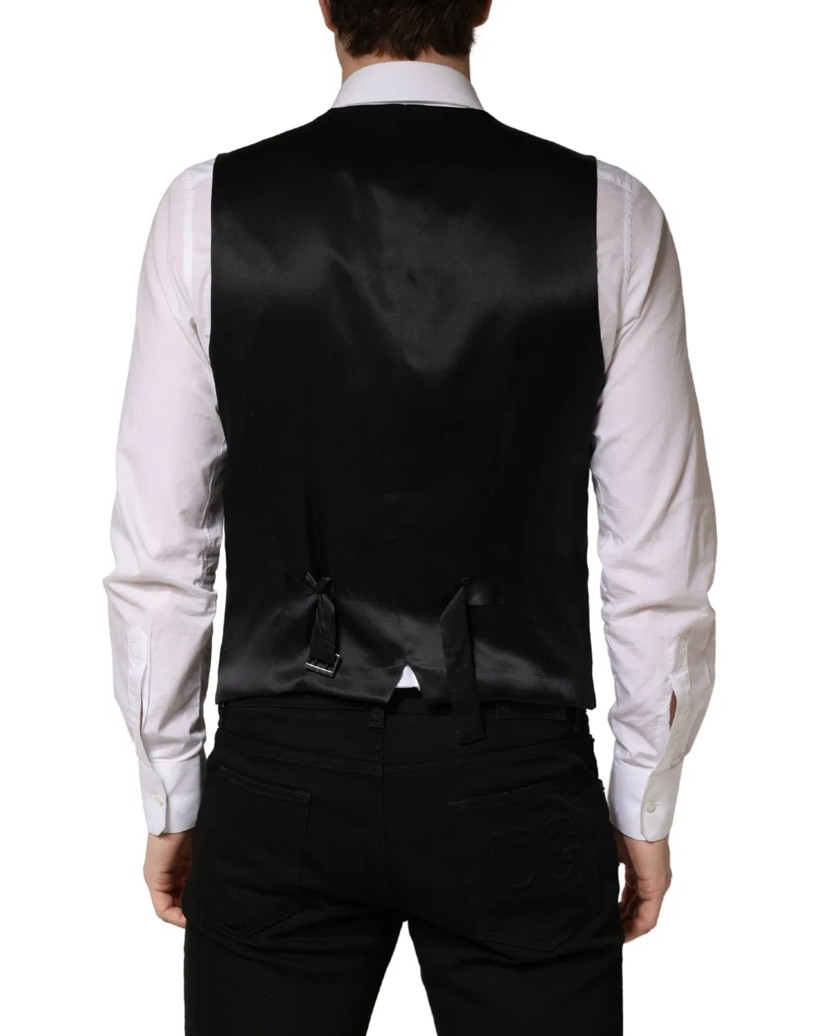 Мужской жилет однобортный с застежкой на пуговицы Vest Dolce & Gabbana, Black — фото 3