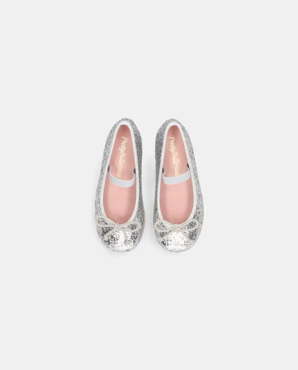 Детские балетки для девочек на невысоком каблуке Emma Pretty Ballerinas, Plata Brillante / Transparente — фото 2