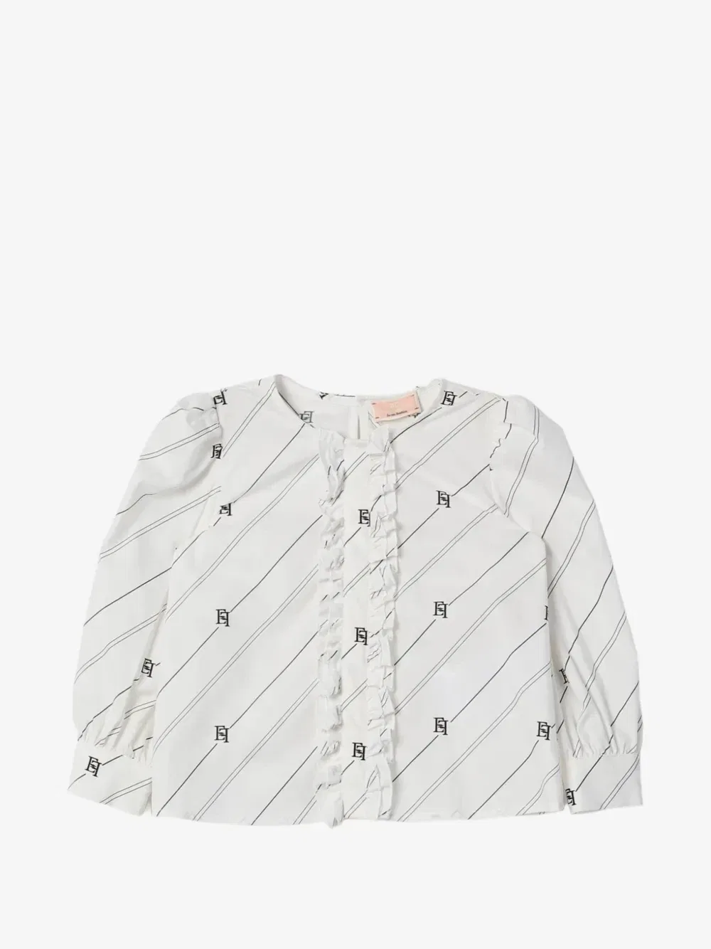 Блузка с оборками и логотипом Elisabetta Franchi Kids, белый