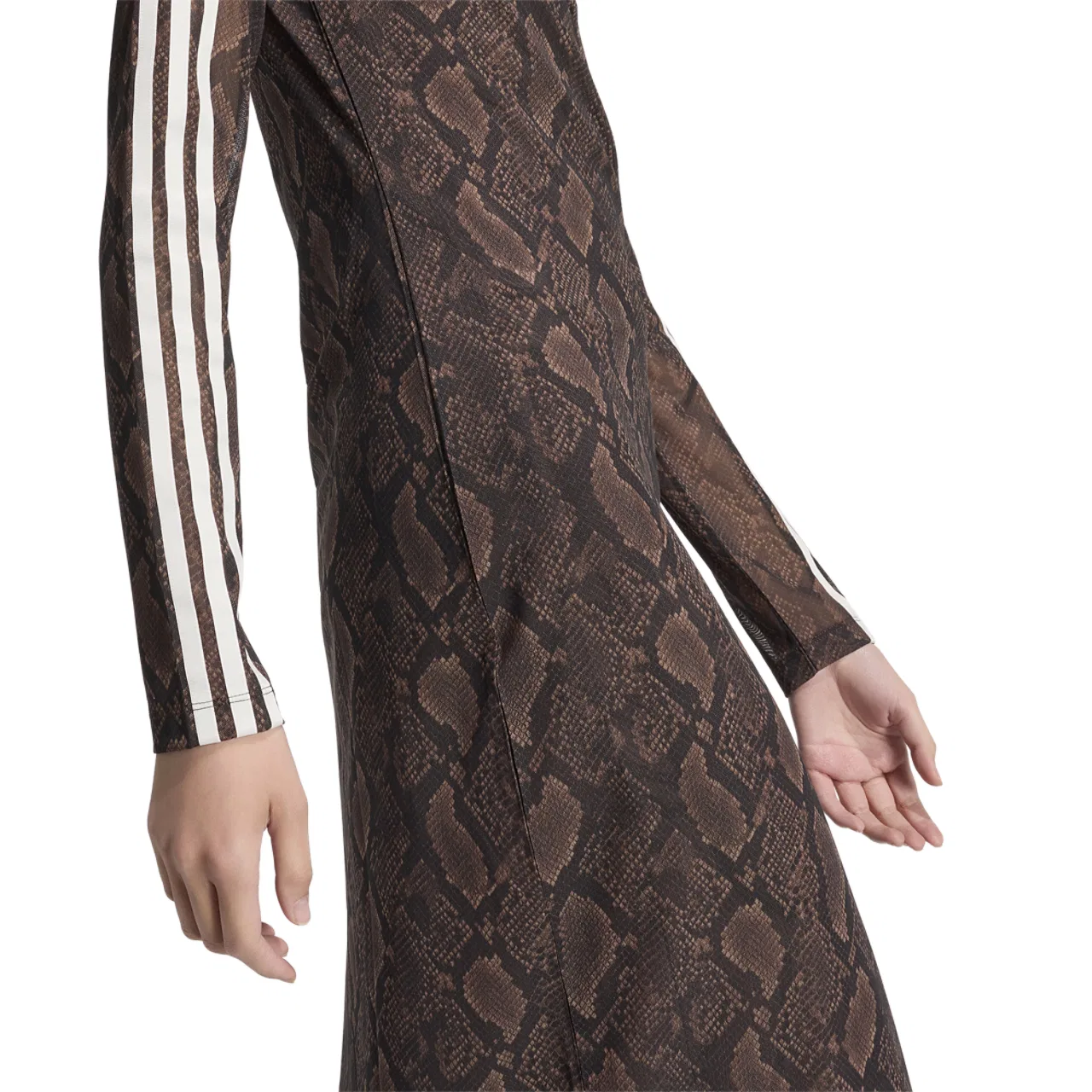 Женское макси-платье с принтом змеи Adidas Snake Print Maxi Dress, черный/коричневый — фото 4
