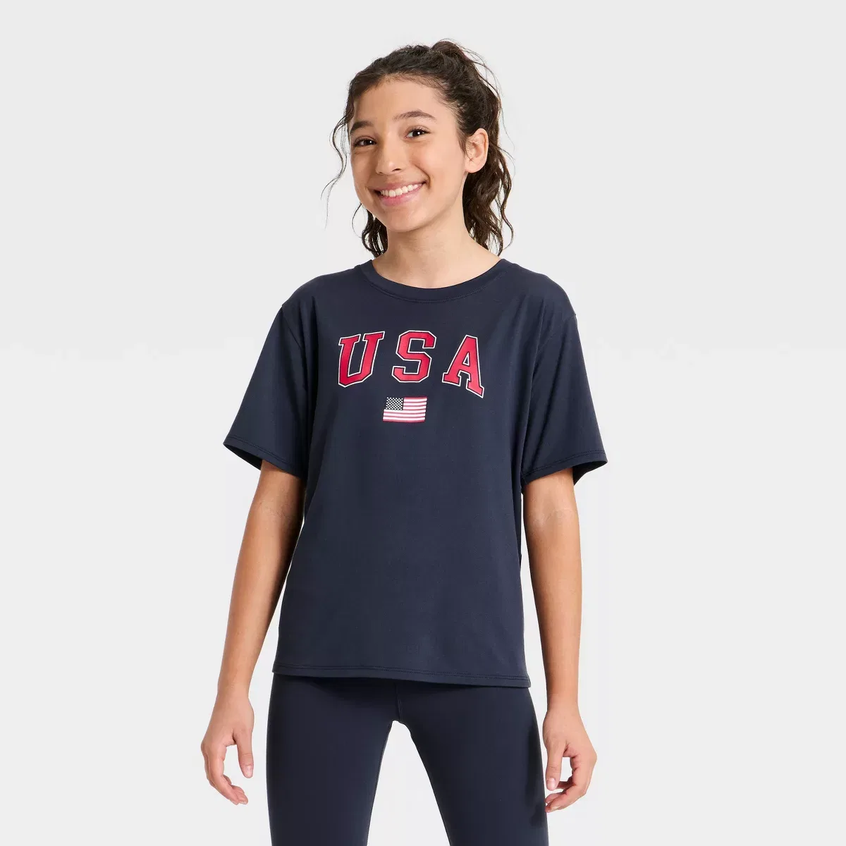 Детская футболка с принтом Fourth of July Graphic Active T-Shirt KIDS PERFORMANCE, Navy Blue