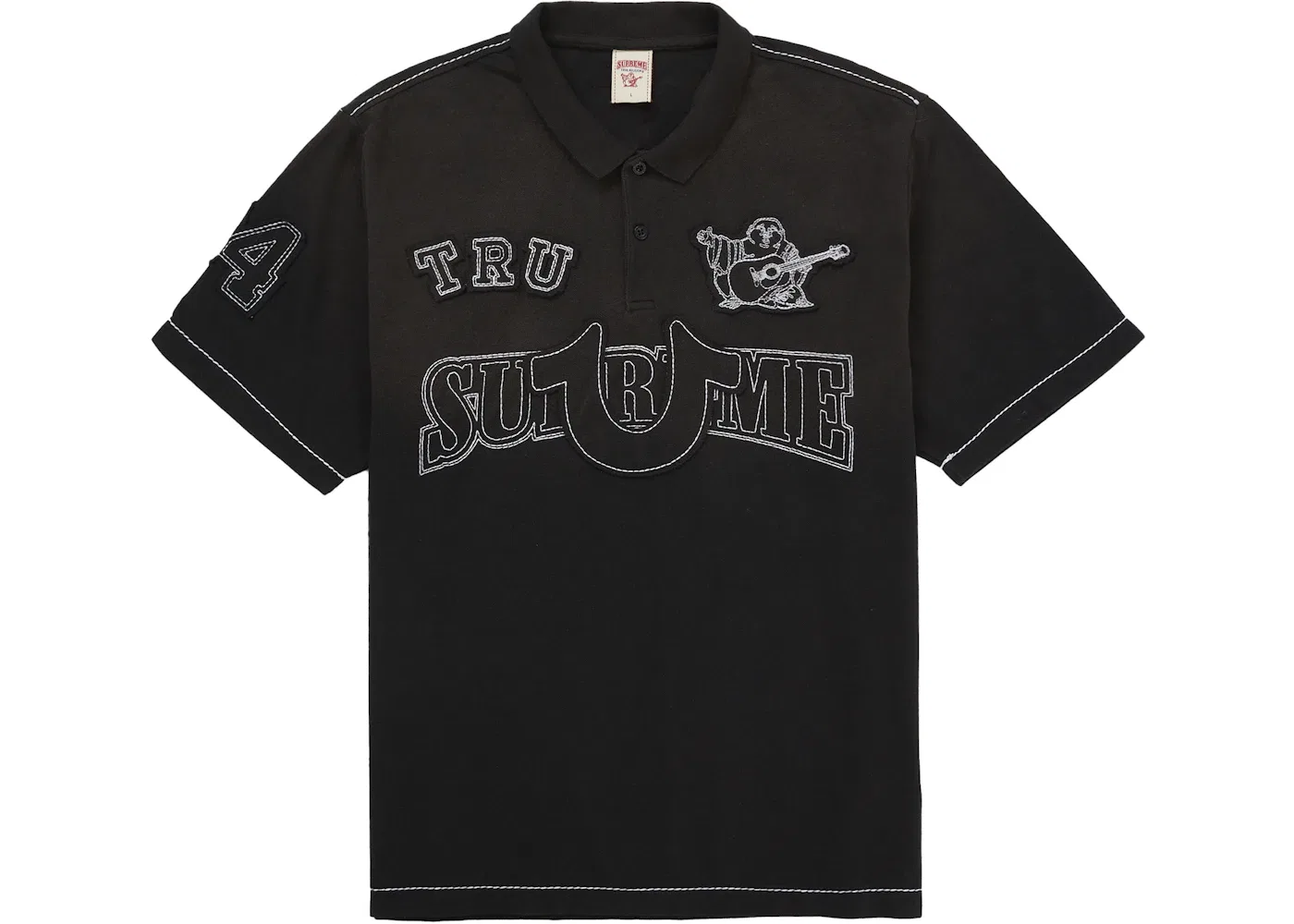 Мужское поло с аппликацией Supreme True Religion Polo Black, Black