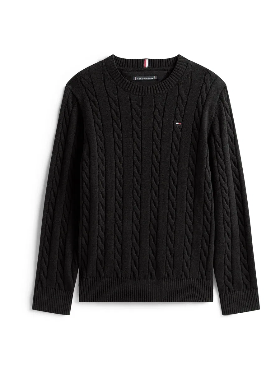 Свитер TOMMY HILFIGER 'Essential Cable' черного цвета
