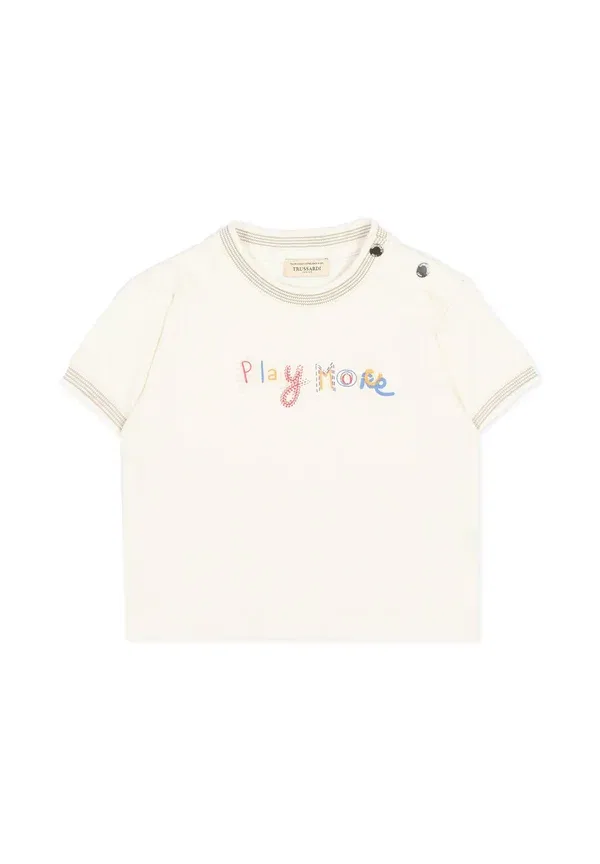 Футболка с принтом из пике Tru Trussardi Junior, Ivory, слоновая кость