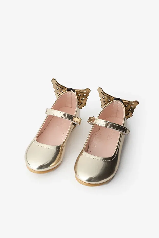 Детские балетки для девочек с принтом Gold-Heeled butterfly Le Mabelle, Gold